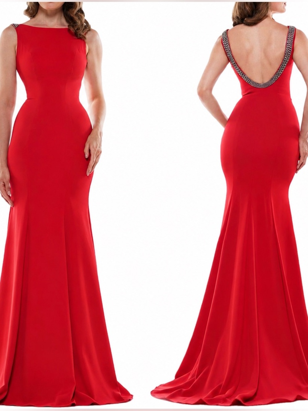 NWT Marsoni by Colors Red Trumpet Gown with Crystal Embellished Scoop Back 6